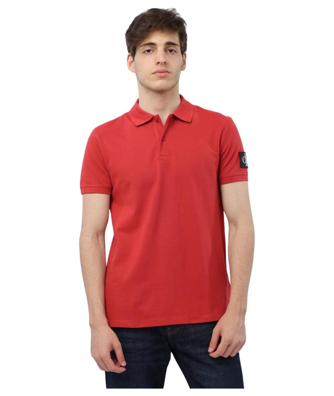 CALVIN KLEIN Красное хлопковое поло с коротким рукавом, фото 1