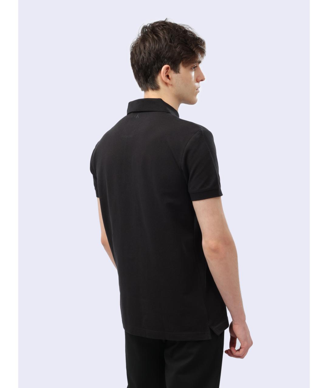 CALVIN KLEIN Черное хлопковое поло с коротким рукавом, фото 6