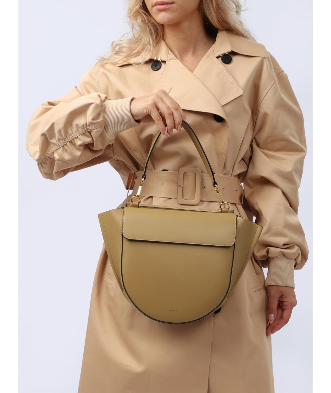 WANDLER Бежевая кожаная сумка через плечо, фото 2