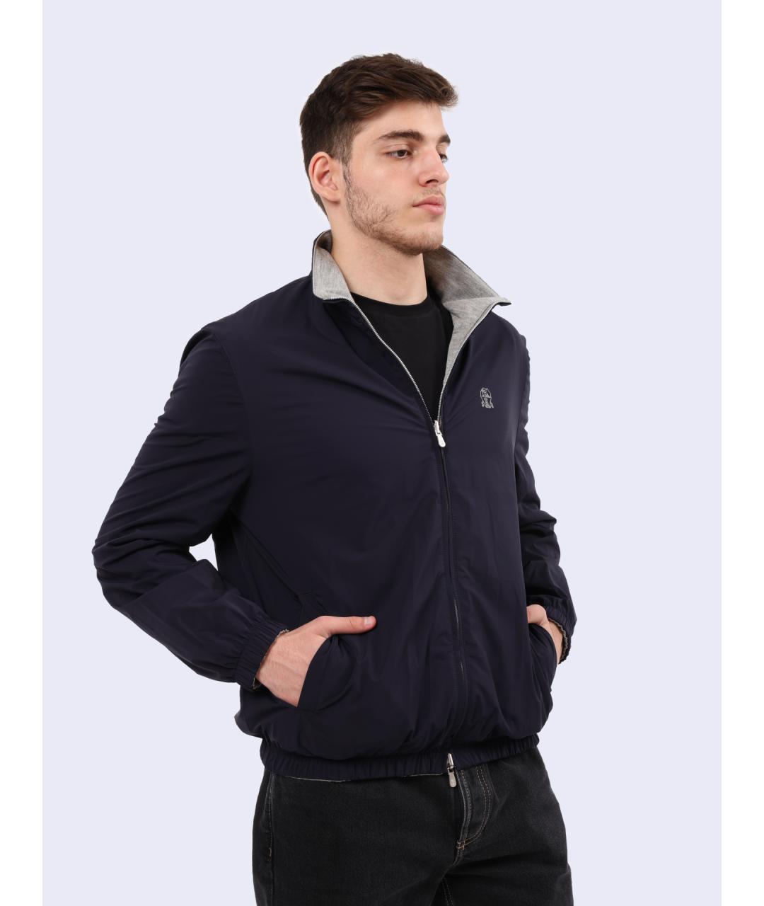 BRUNELLO CUCINELLI Темно-синяя полиамидовая куртка, фото 2