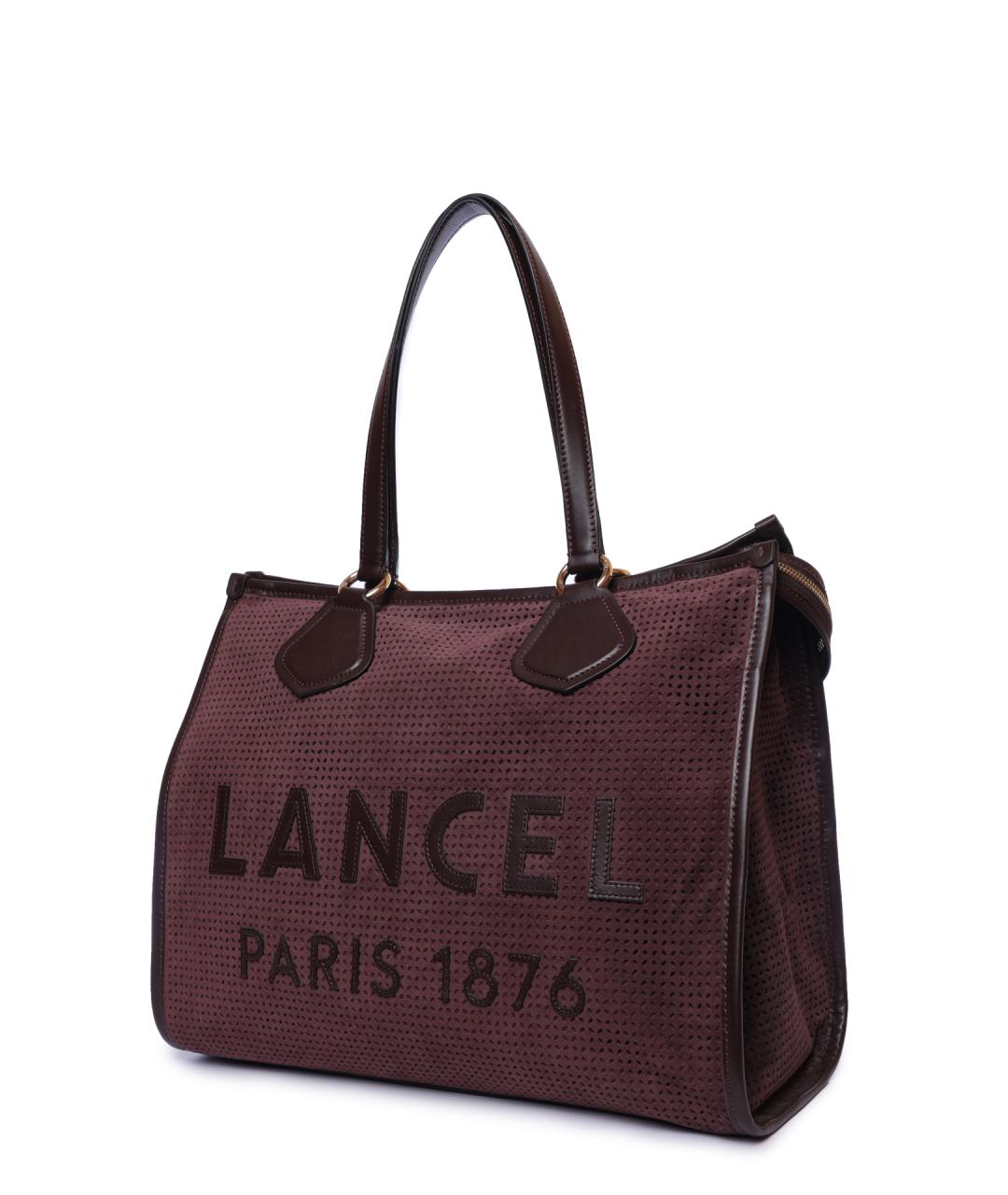 LANCEL Бордовая кожаная сумка тоут, фото 2