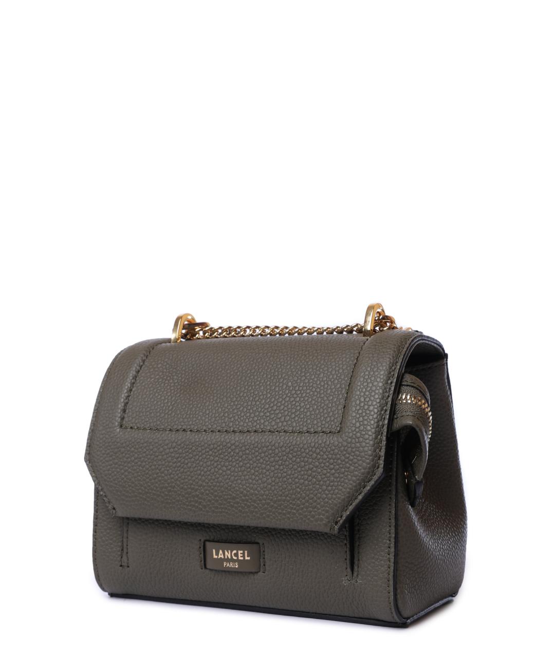 LANCEL Хаки кожаная сумка с короткими ручками, фото 2