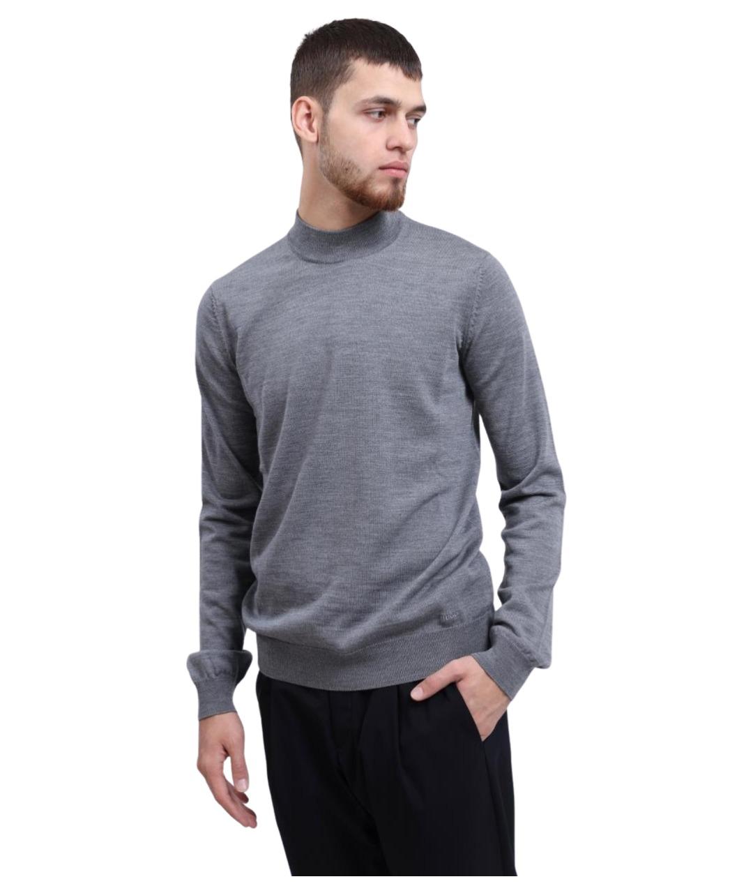 HUGO Серый шерстяной джемпер / свитер, фото 1