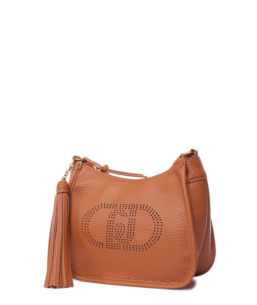 LIU JO Коричневая кожаная сумка через плечо, фото 3