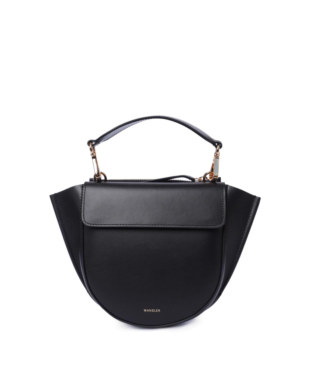 WANDLER Черная кожаная сумка с короткими ручками, фото 1