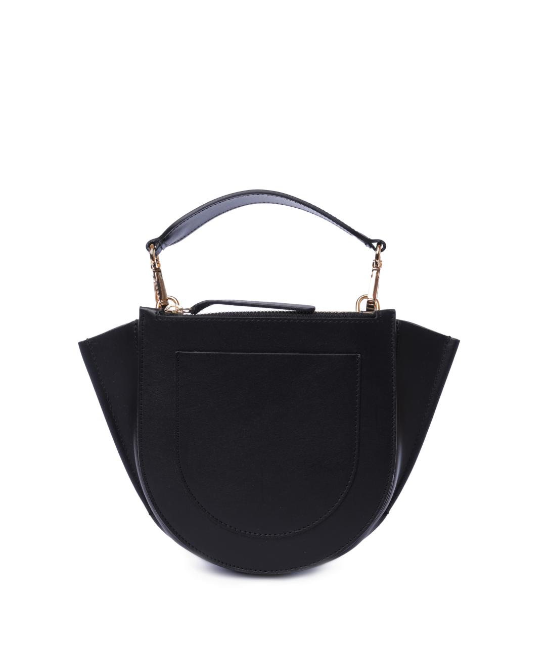 WANDLER Черная кожаная сумка с короткими ручками, фото 4