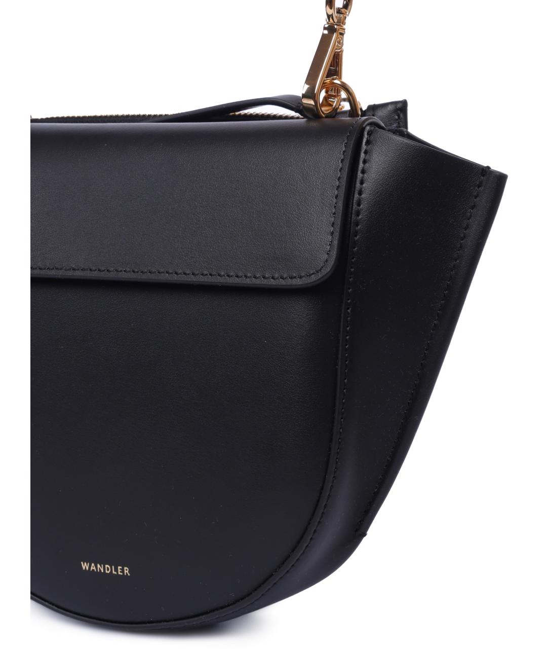 WANDLER Черная кожаная сумка с короткими ручками, фото 3