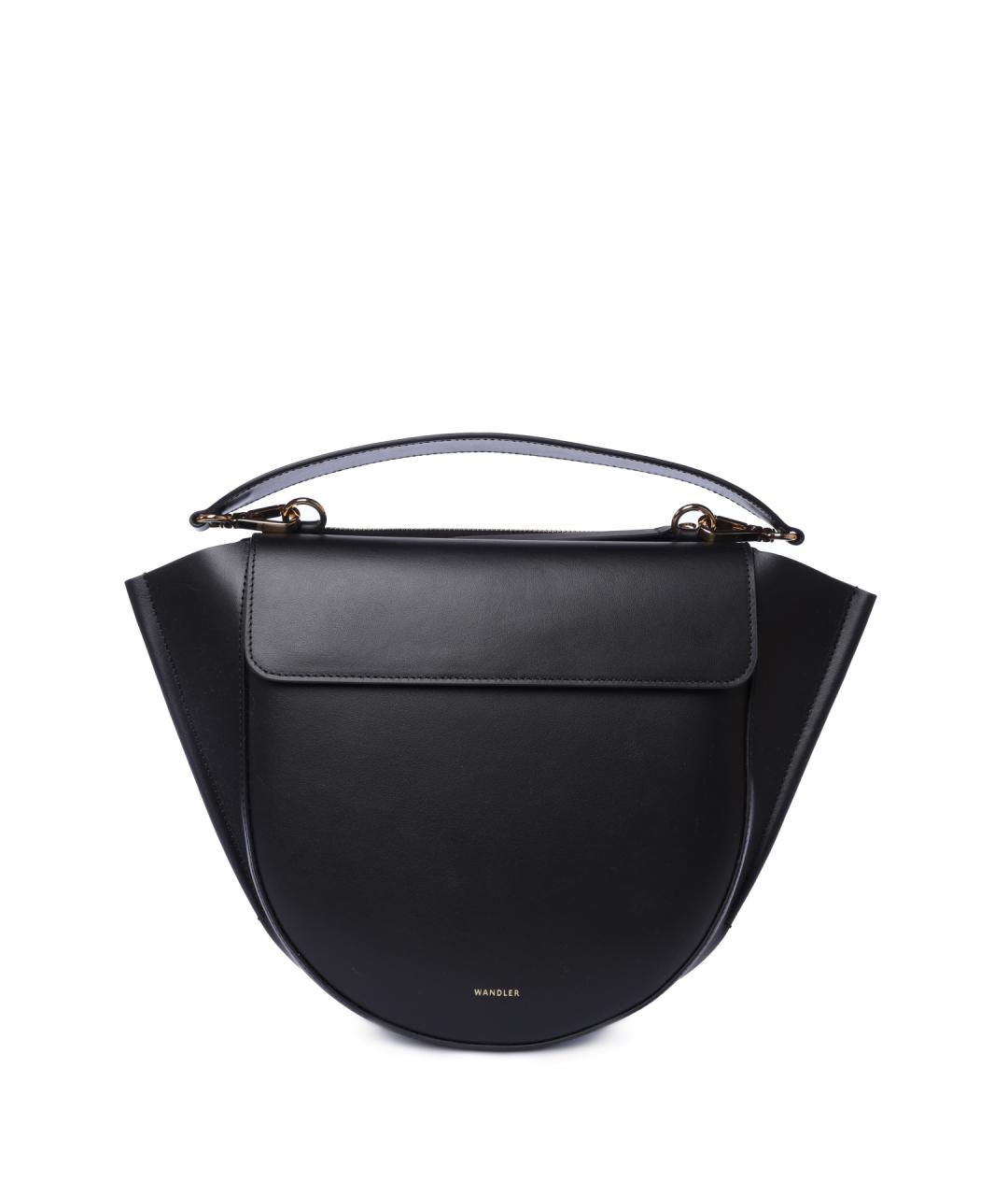 WANDLER Черная кожаная сумка с короткими ручками, фото 1