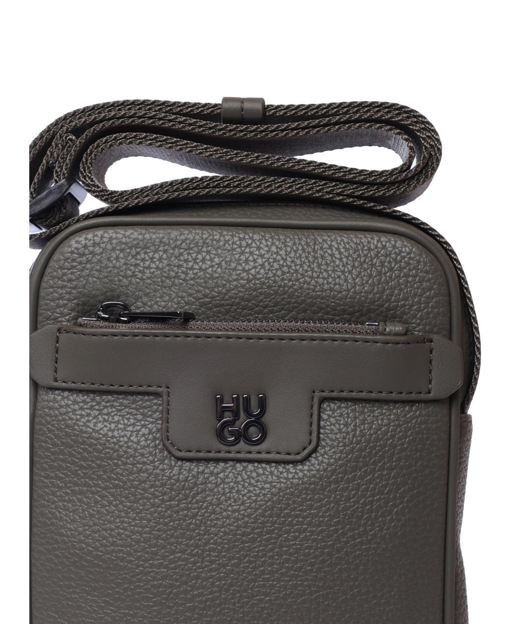 HUGO Хаки сумка на плечо из искусственной кожи, фото 5