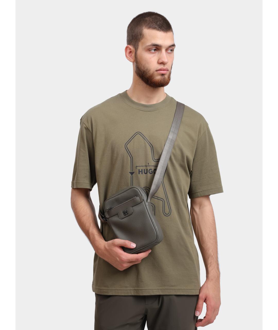HUGO Хаки сумка на плечо из искусственной кожи, фото 6