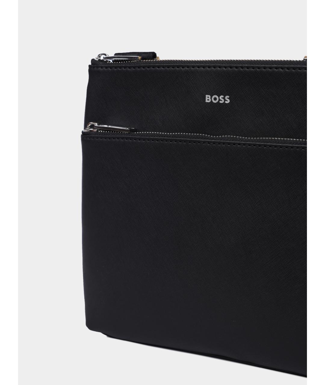 HUGO BOSS Черная кожаная сумка на плечо, фото 3