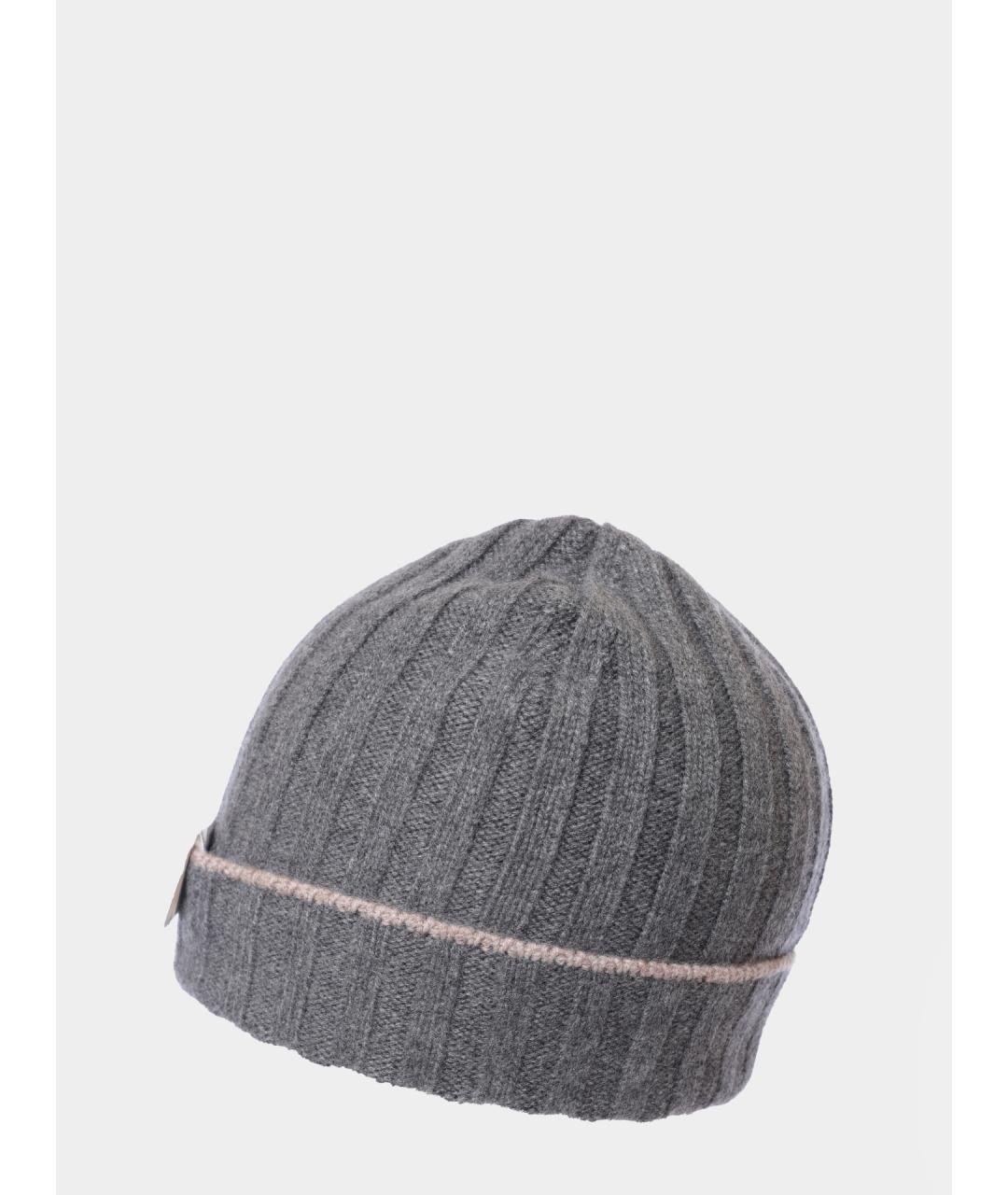 BRUNELLO CUCINELLI Серая кашемировая шапка, фото 2