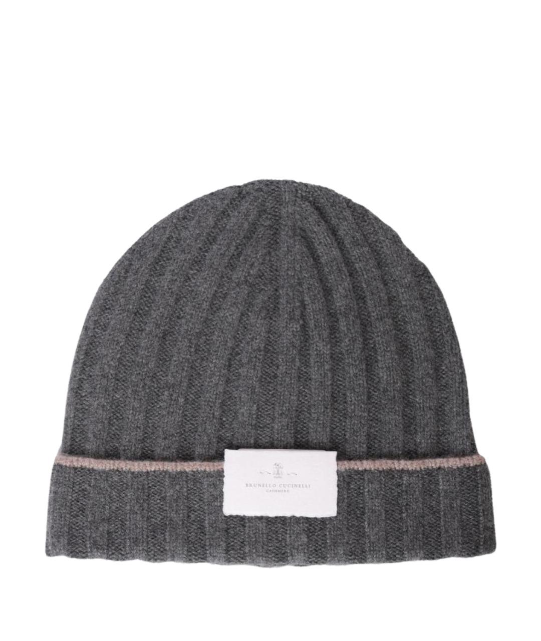 BRUNELLO CUCINELLI Серая кашемировая шапка, фото 1
