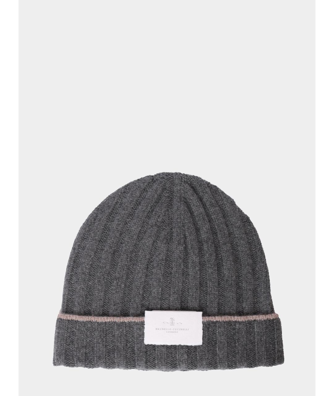 BRUNELLO CUCINELLI Серая кашемировая шапка, фото 4
