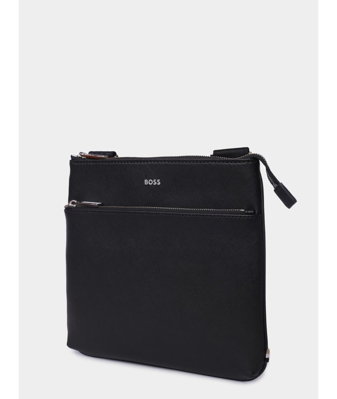 HUGO BOSS Черная кожаная сумка на плечо, фото 2