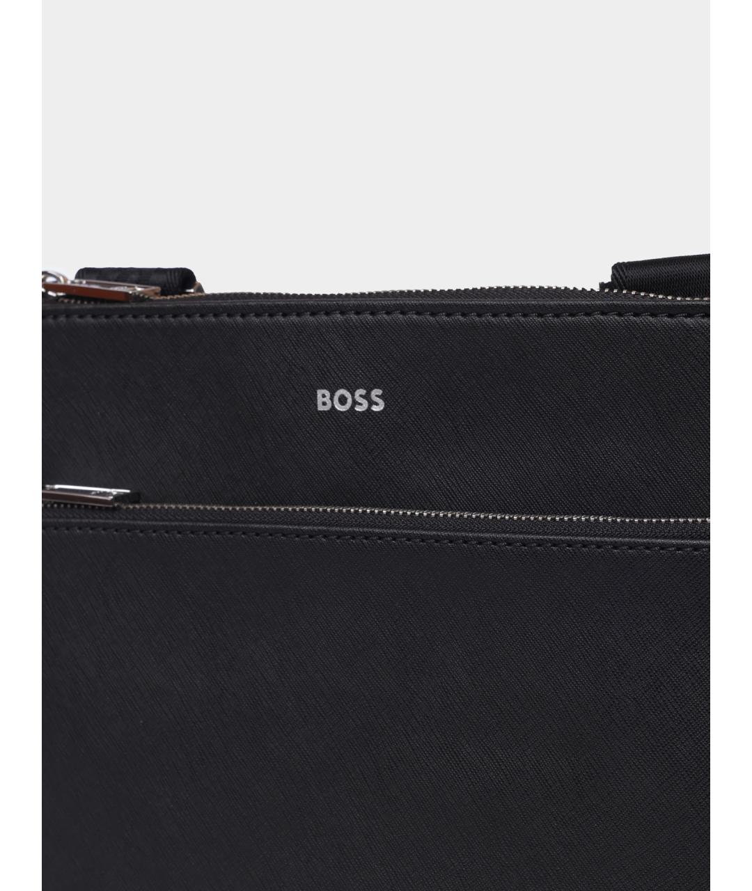 HUGO BOSS Черная кожаная сумка на плечо, фото 4