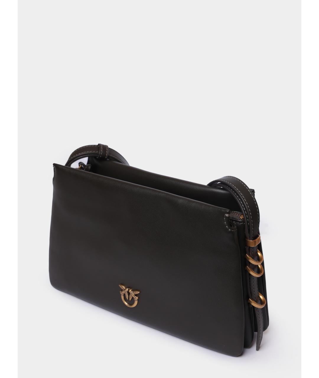 PINKO Коричневая кожаная сумка через плечо, фото 2