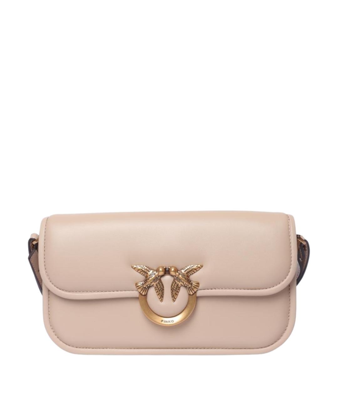 PINKO Бежевая кожаная сумка через плечо, фото 1