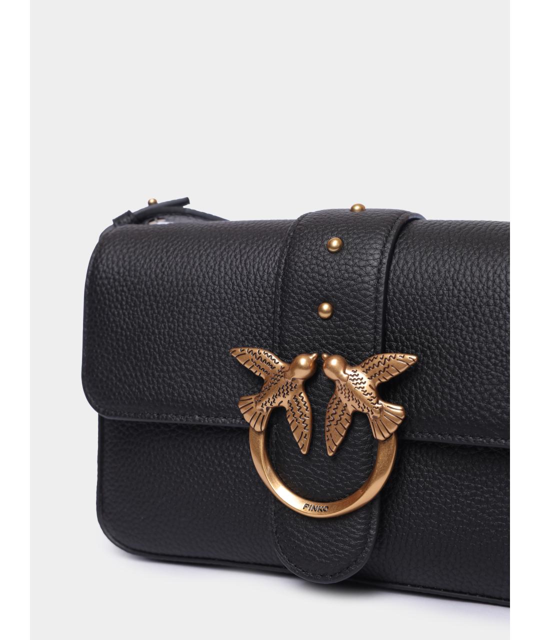 PINKO Черная кожаная сумка через плечо, фото 4