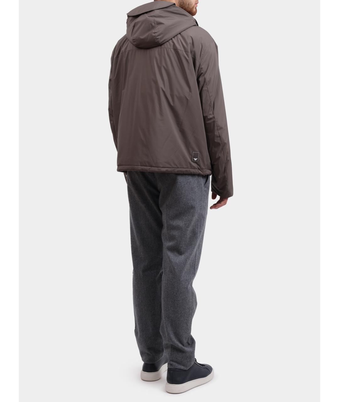 EMPORIO ARMANI Коричневая полиэстеровая куртка, фото 4
