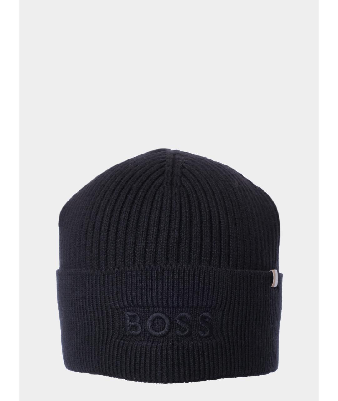 HUGO BOSS Черная хлопковая шапка, фото 3