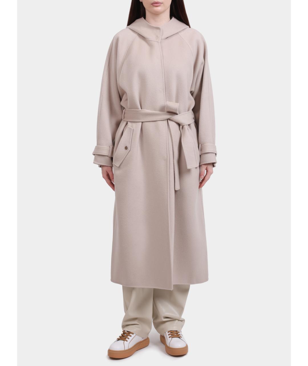 PINKO Бежевое шерстяное пальто, фото 6