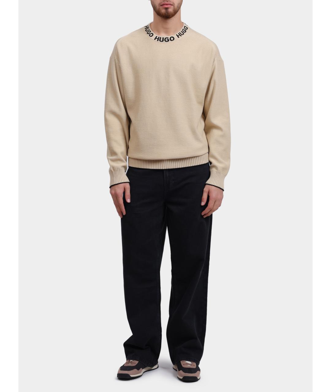 HUGO Бежевый хлопковый джемпер / свитер, фото 2