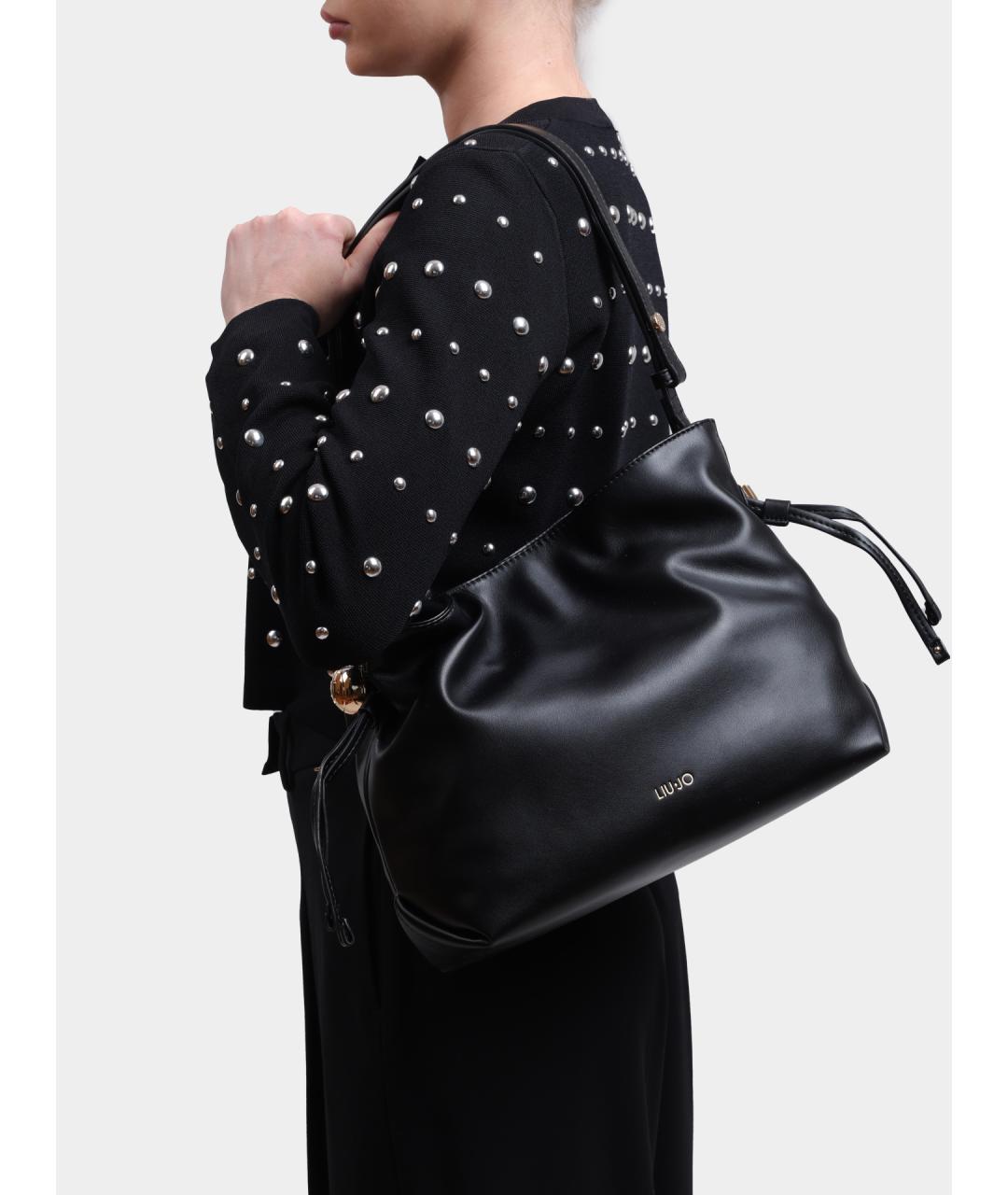 LIU JO Черная сумка через плечо из искусственной кожи, фото 2
