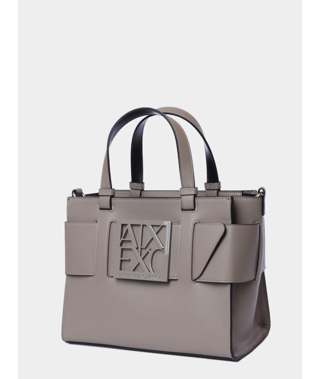 ARMANI EXCHANGE Серая сумка тоут из искусственной кожи, фото 2