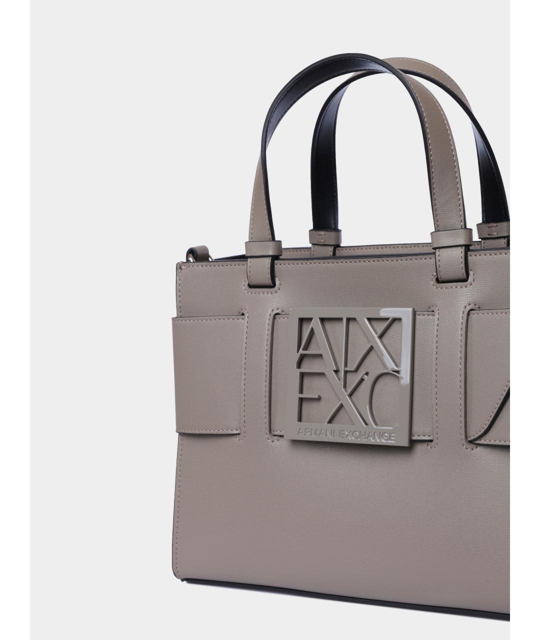 ARMANI EXCHANGE Серая сумка тоут из искусственной кожи, фото 3
