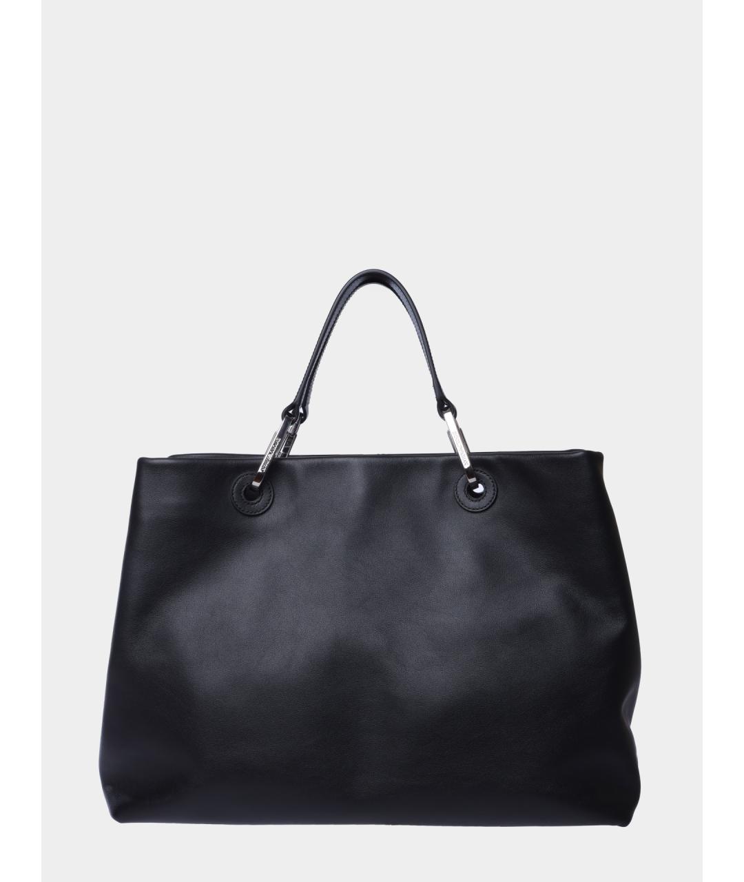 EMPORIO ARMANI Черная кожаная сумка тоут, фото 4