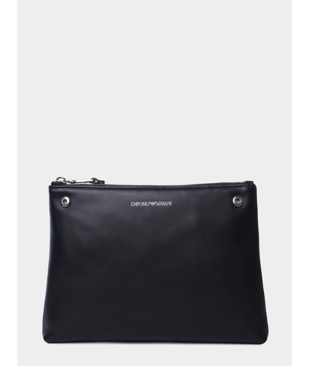 EMPORIO ARMANI Черная кожаная сумка тоут, фото 5