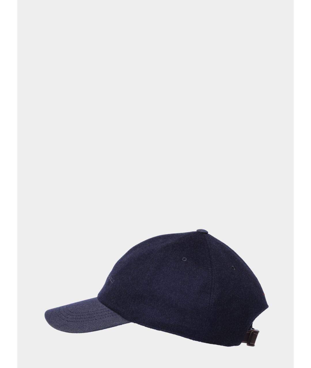 BRUNELLO CUCINELLI Синяя шерстяная кепка/бейсболка, фото 2