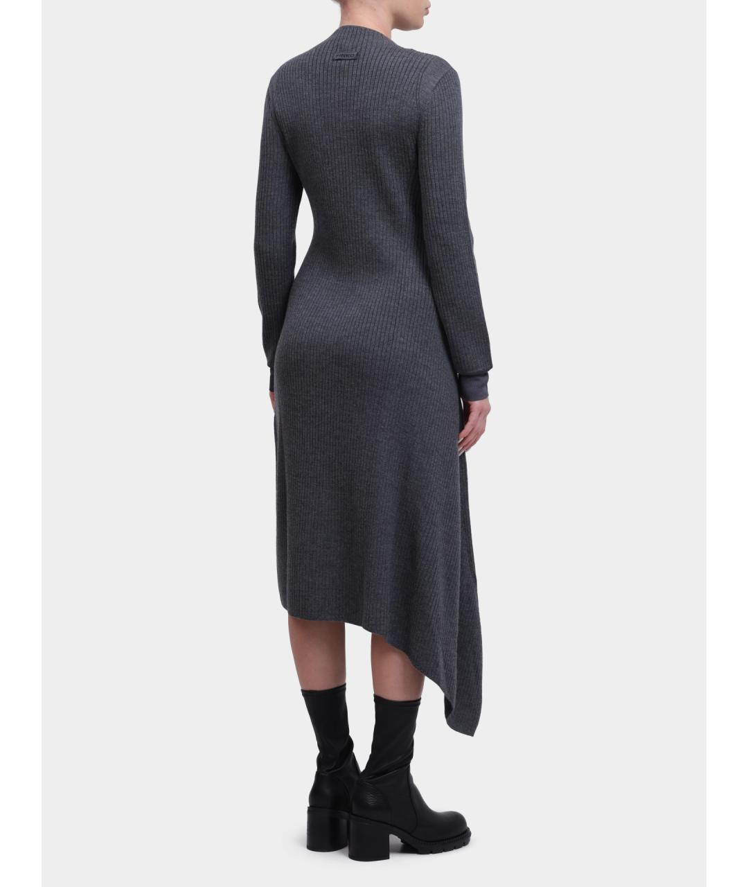 PINKO Серое шерстяное платье, фото 4