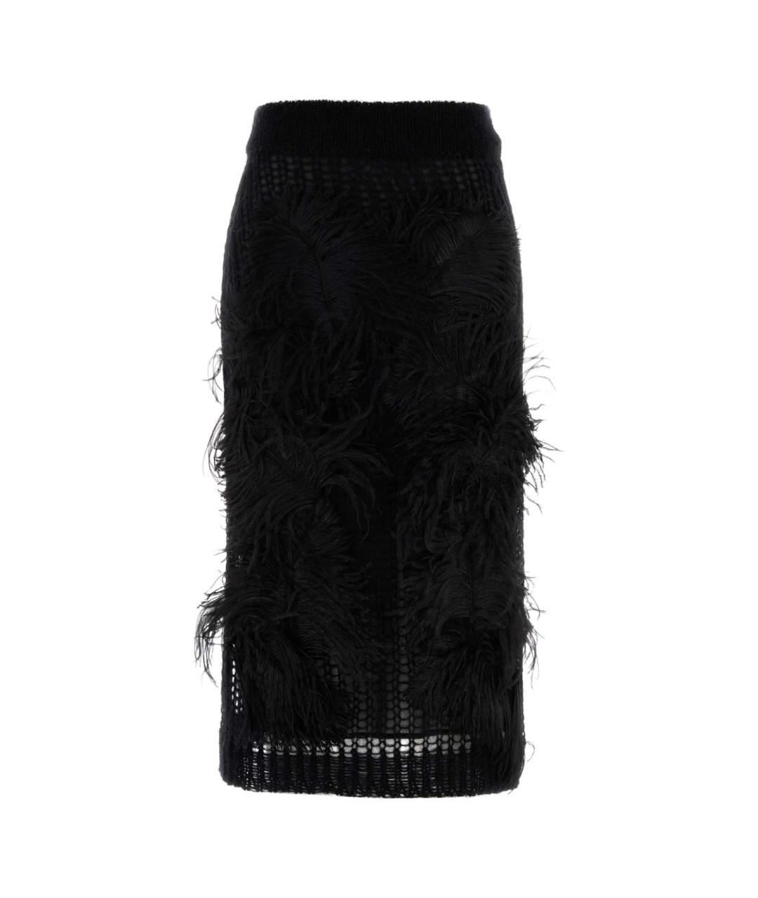 THE ATTICO Черная шерстяная юбка миди, фото 1