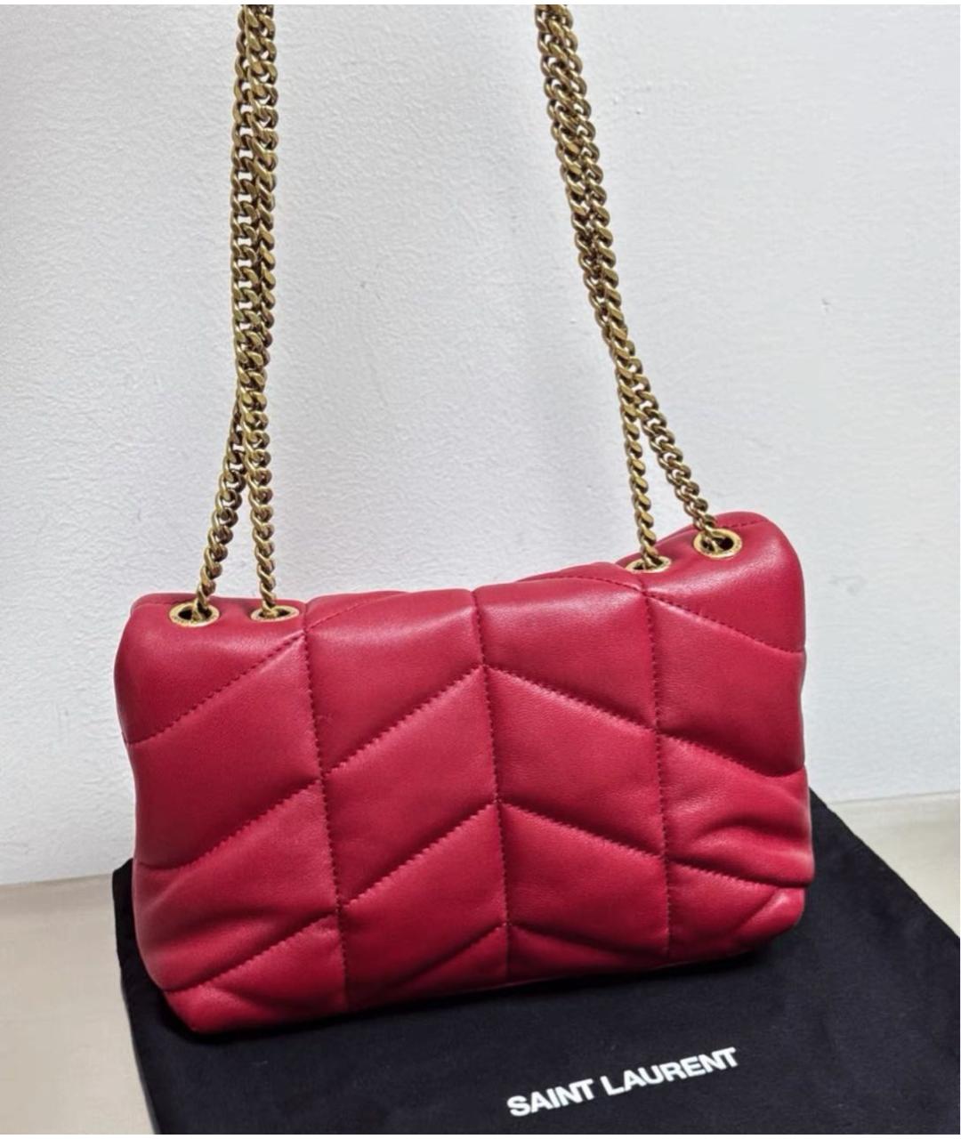 SAINT LAURENT Красная кожаная сумка через плечо, фото 5