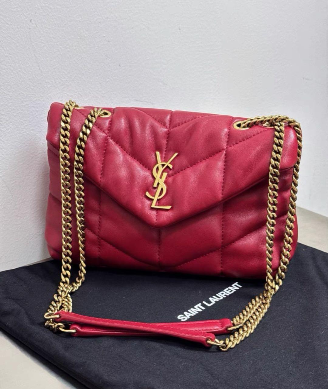 SAINT LAURENT Красная кожаная сумка через плечо, фото 2