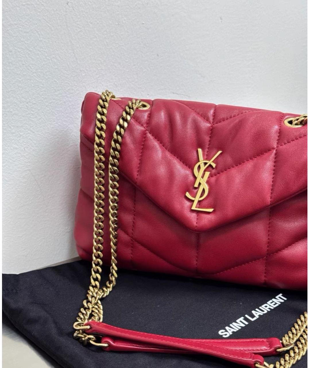 SAINT LAURENT Красная кожаная сумка через плечо, фото 3