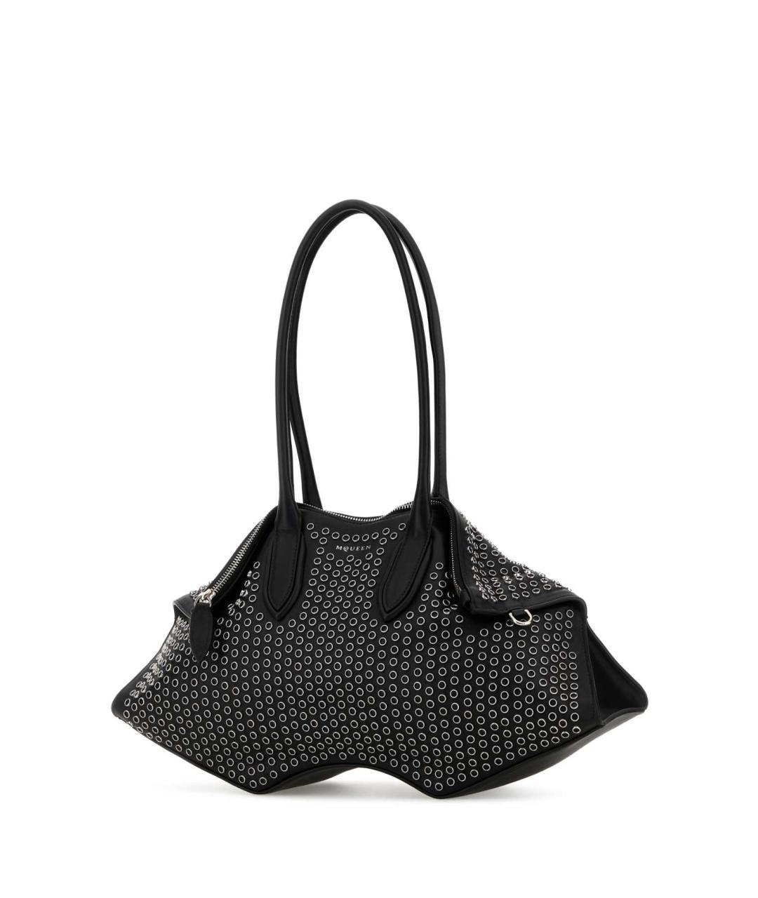 ALEXANDER MCQUEEN Черная кожаная сумка тоут, фото 2