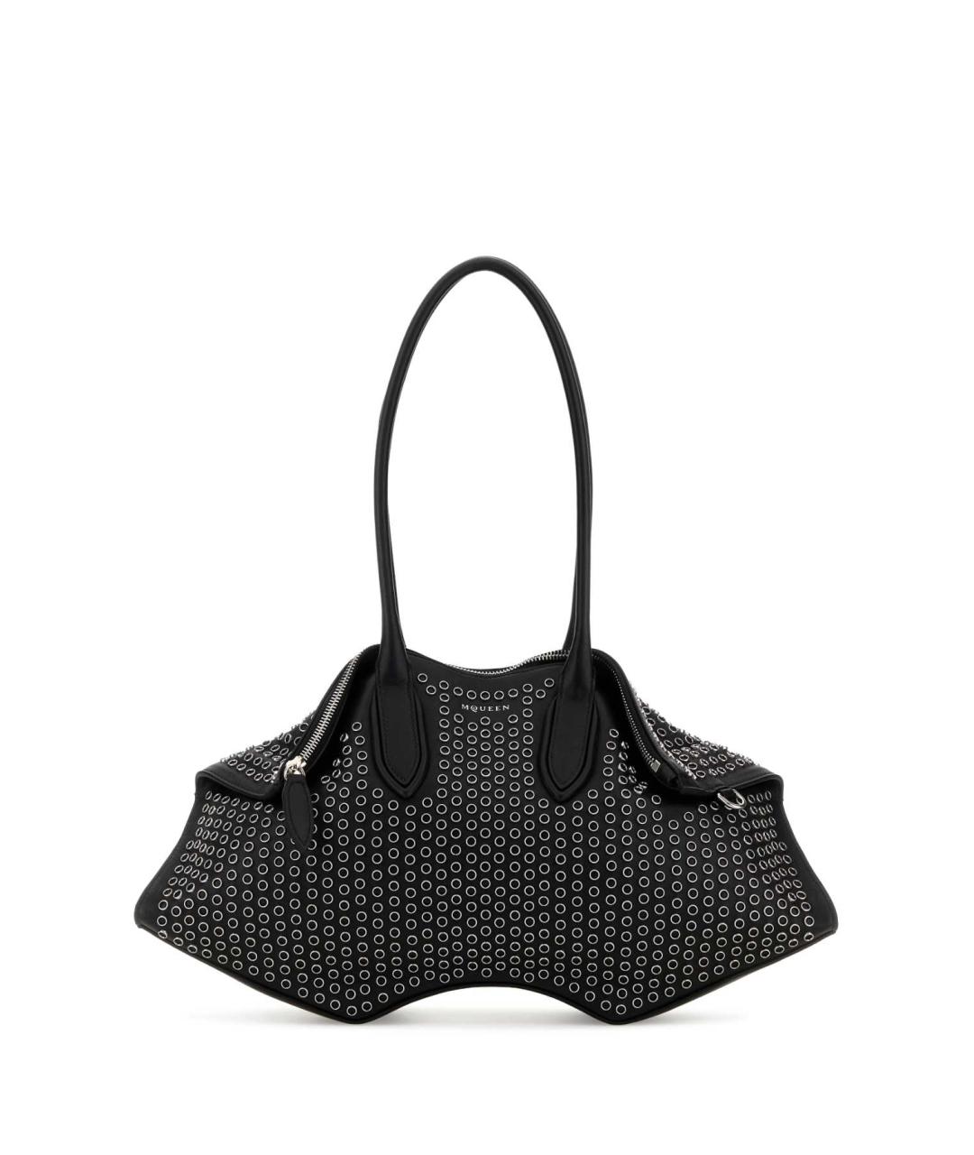 ALEXANDER MCQUEEN Черная кожаная сумка тоут, фото 1