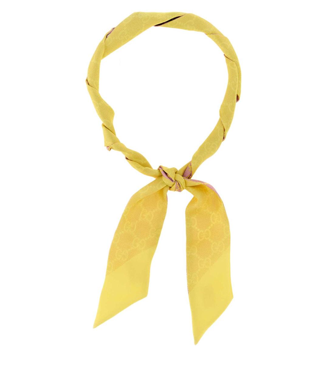 GUCCI Желтая шерстяная повязка на голову, фото 1