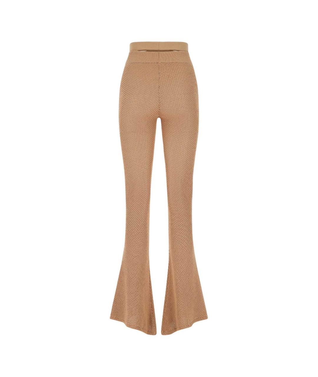 ANDREADAMO Бежевые вискозные прямые брюки, фото 2