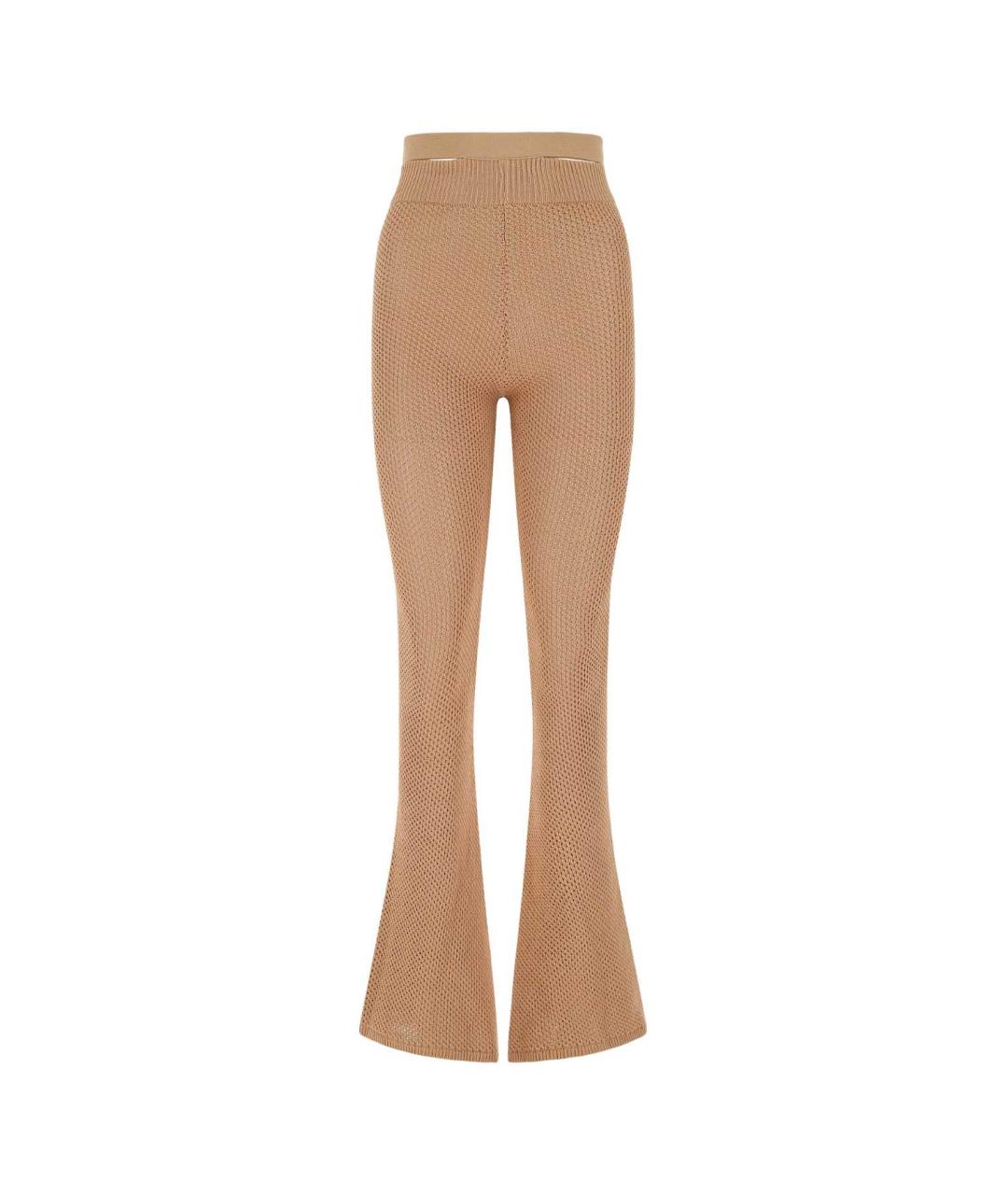 ANDREADAMO Бежевые вискозные прямые брюки, фото 1