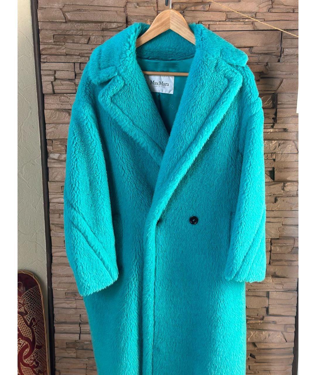 MAX MARA Бирюзовая шерстяная шуба, фото 6