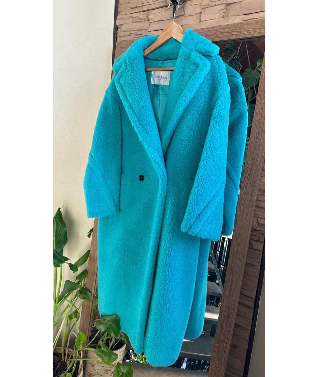 MAX MARA Бирюзовая шерстяная шуба, фото 2