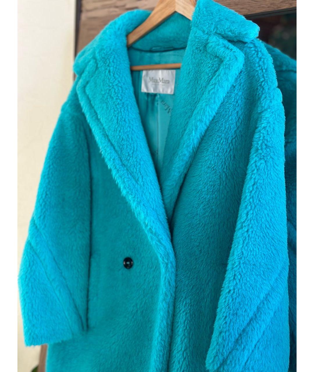 MAX MARA Бирюзовая шерстяная шуба, фото 5
