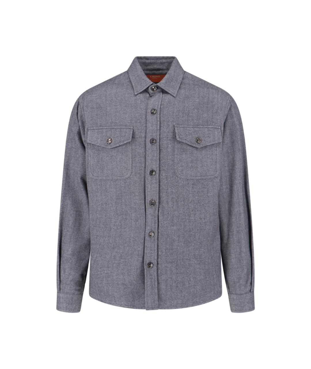 Cruna Серая хлопковая кэжуал рубашка, фото 1