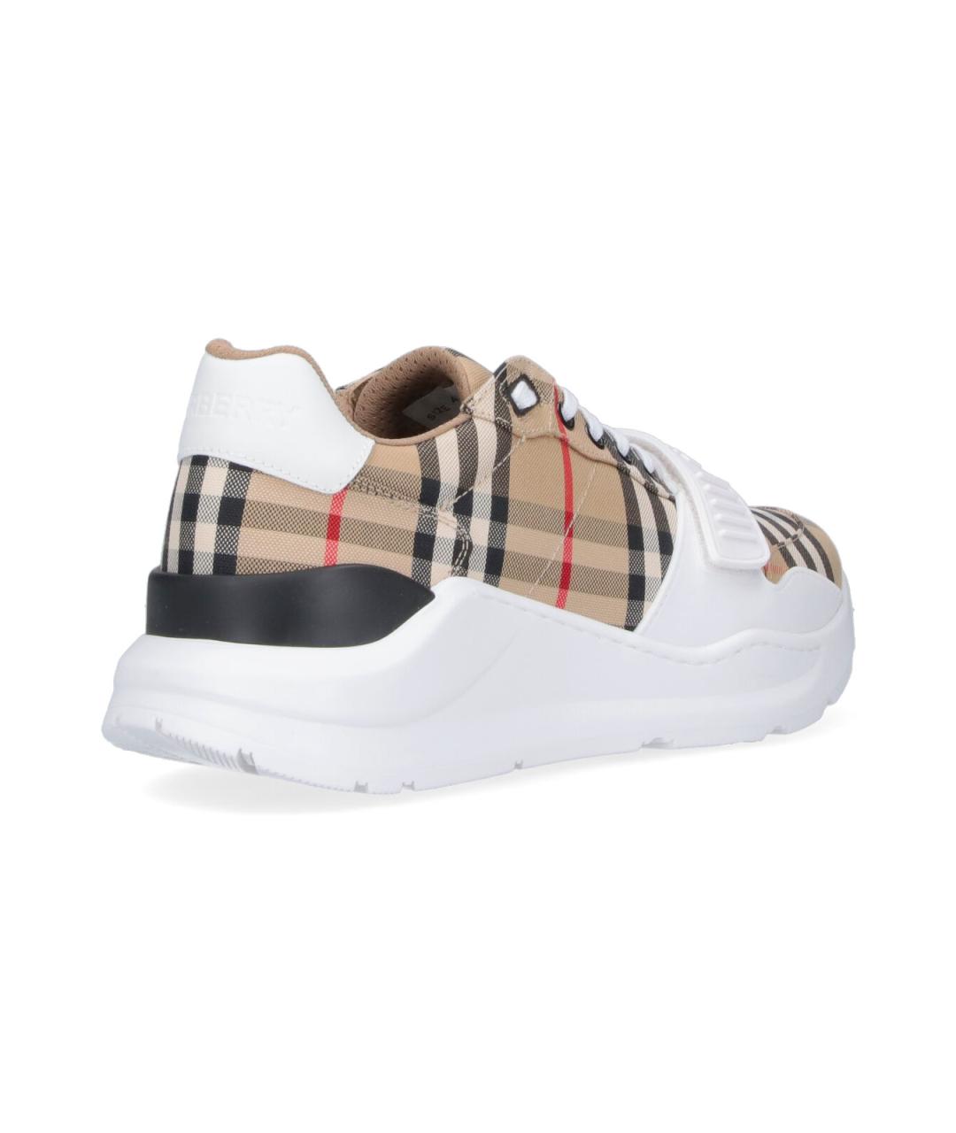 BURBERRY Бежевые текстильные низкие кроссовки / кеды, фото 4