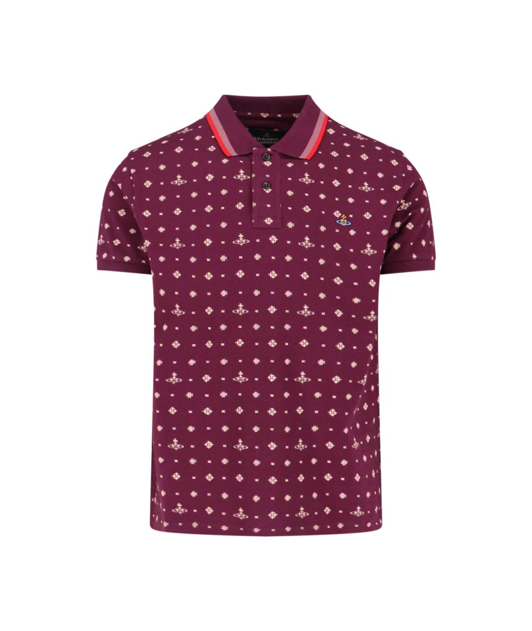 VIVIENNE WESTWOOD Бордовое хлопковое поло с коротким рукавом, фото 1