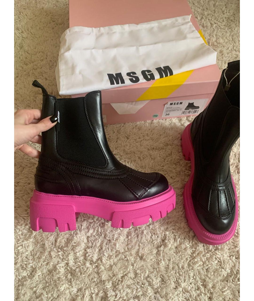 MSGM Черные кожаные ботинки, фото 4